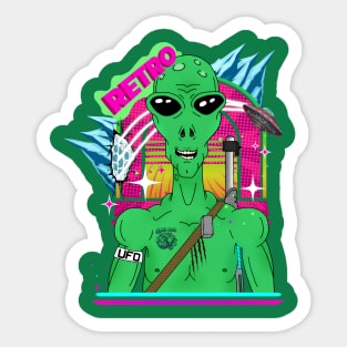 Retro Alien "Hand Drawn Alien" Sticker